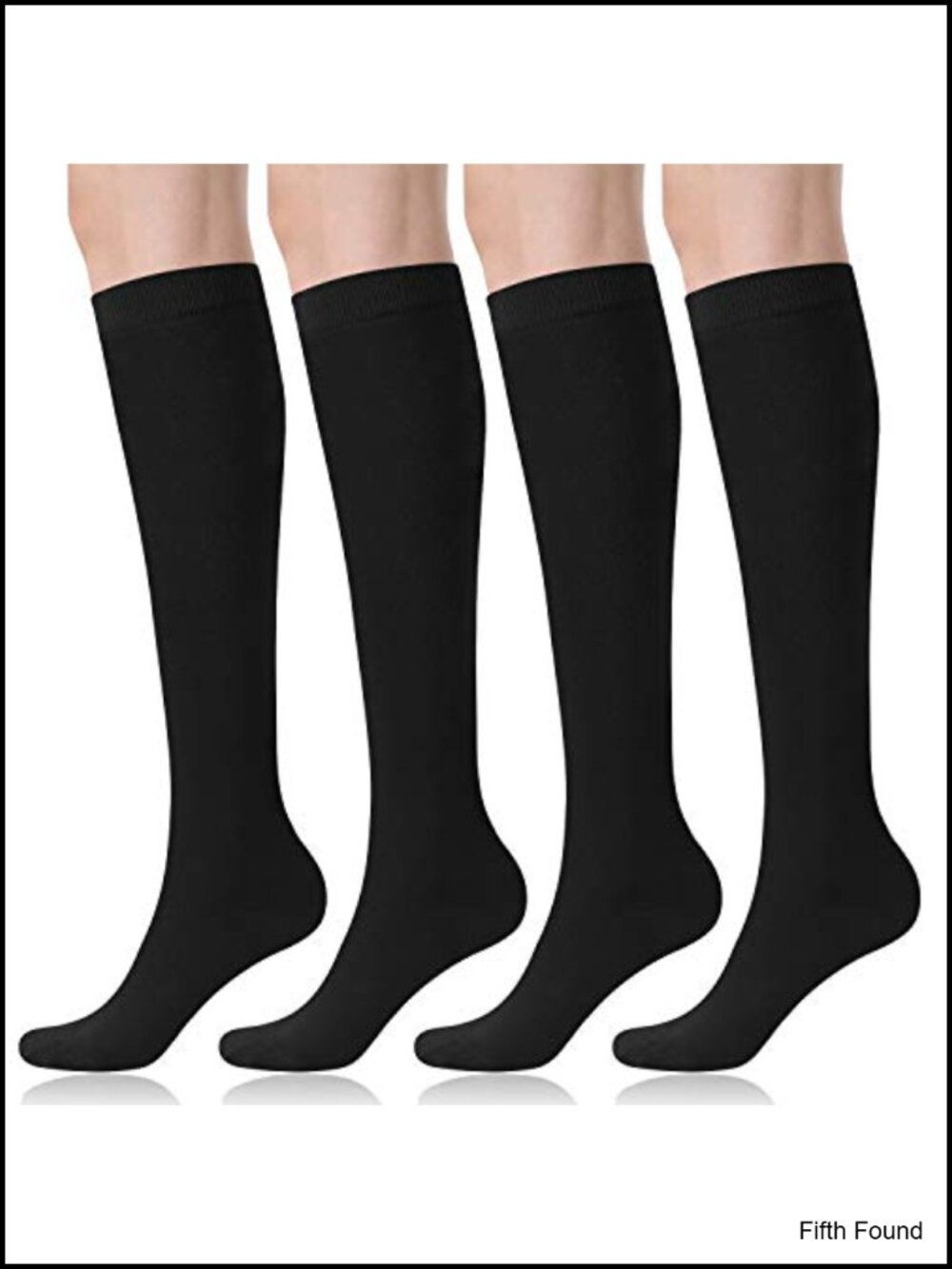 FITRELL Knee High Athletic Socks Cotton Spandex Striped Tube Socks 4 Pairs
